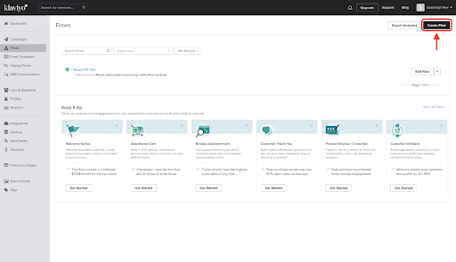 Steps to create Klaviyo Flow